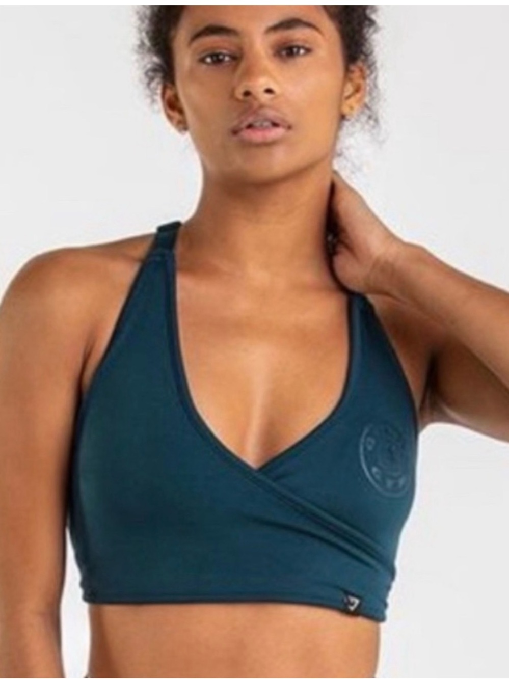 Gymshark Teal Blue Wrap-Style Sports Bra Crop Top